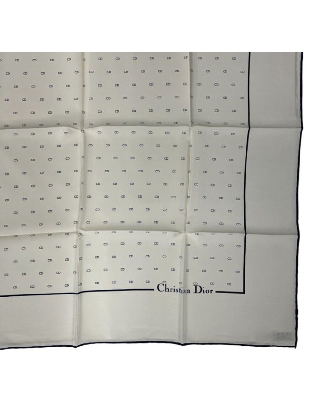 Dior Scarf Silk CD Logo All Over Pattern Beige - Picture 6 of 9